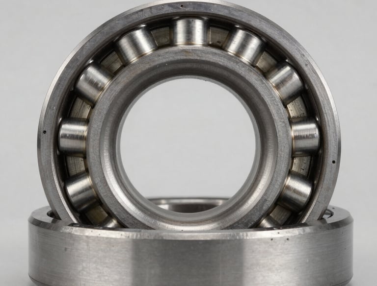 Set of new bearings ready to be installed in heavy machinery.