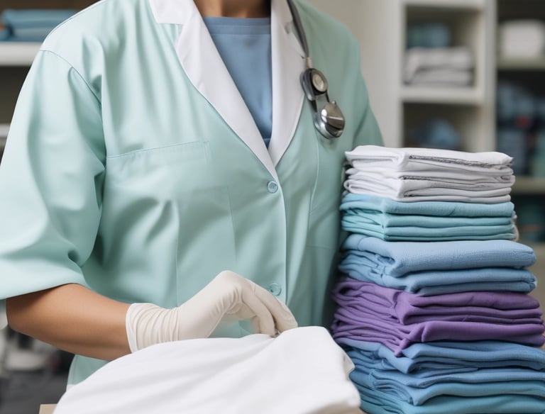 A friendly delivery person picking up laundry bags from a cozy Webster home.