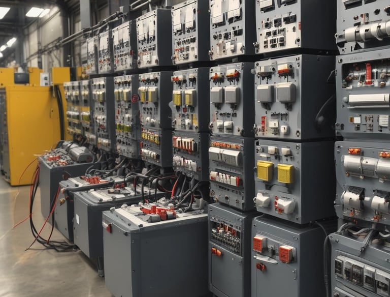 Close-up of high-quality electrical components neatly arranged on a workbench.