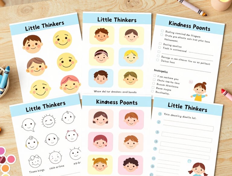 A parent and child happily organizing a colorful routine chart together.