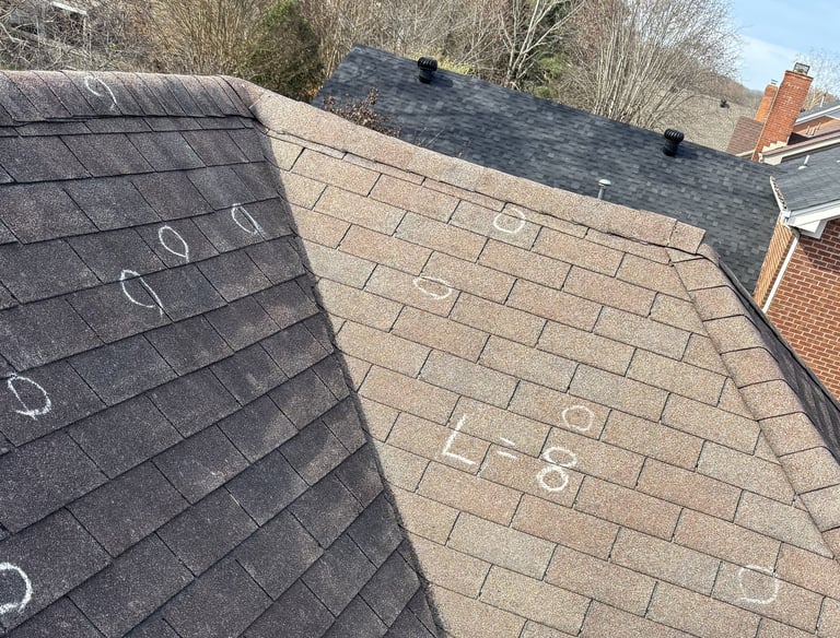 hail damage identification on Franklin TN Roof