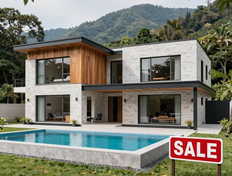 white and red wooden house miniature on brown table