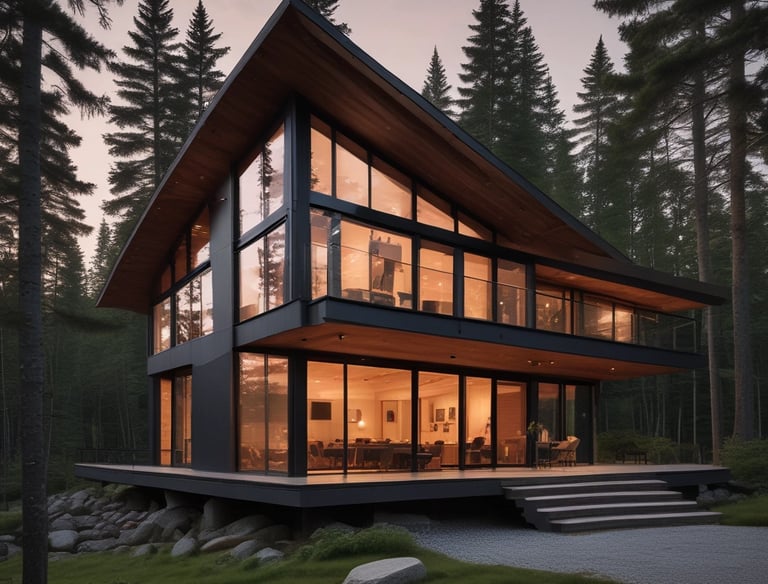 Close-up of rich walnut wood textures used in chalet interiors.