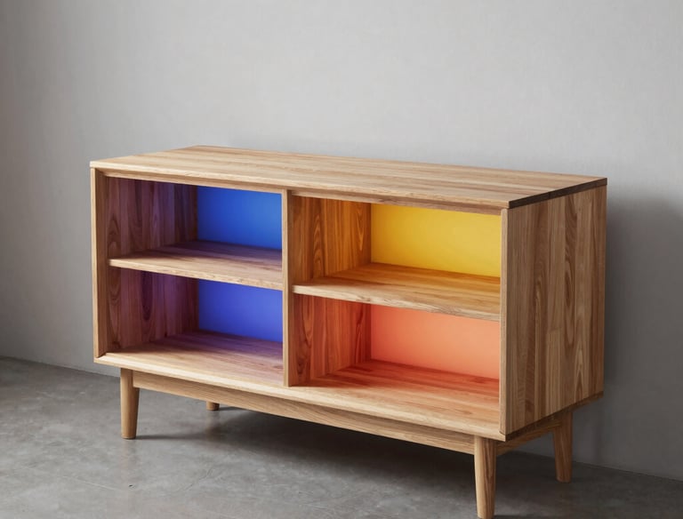 Craftsman assembling a wooden trade show stand on site.