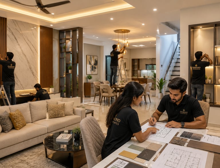 a team of diamond associates working in a interior design  project