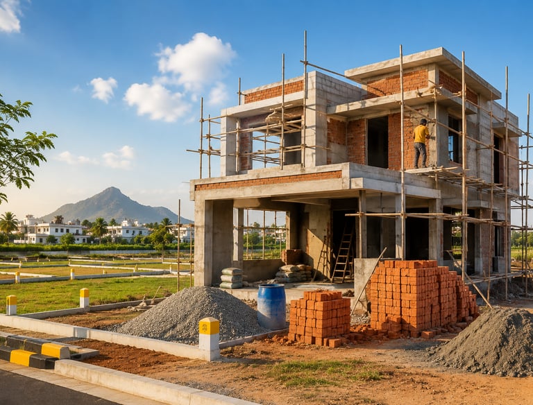 a premium villa is under construction by diamond associates in madurai