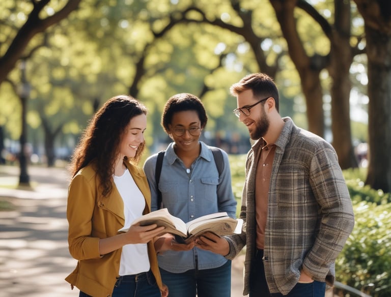 Close-up of hands holding a book on integrated philosophy with nature in the background.