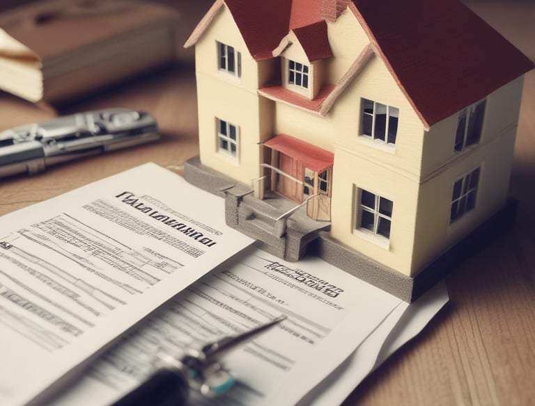 A real estate agent handing keys to happy clients in front of a house.