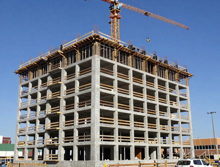 Construction crew working on the steel framework of a government building.