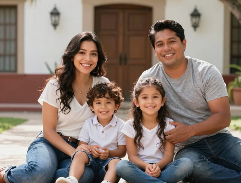 A caring family embracing each other outdoors, symbolizing life insurance protection.