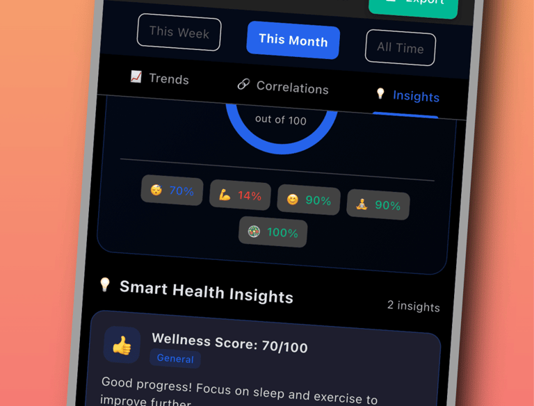 KoruIn health tracker health trend screen