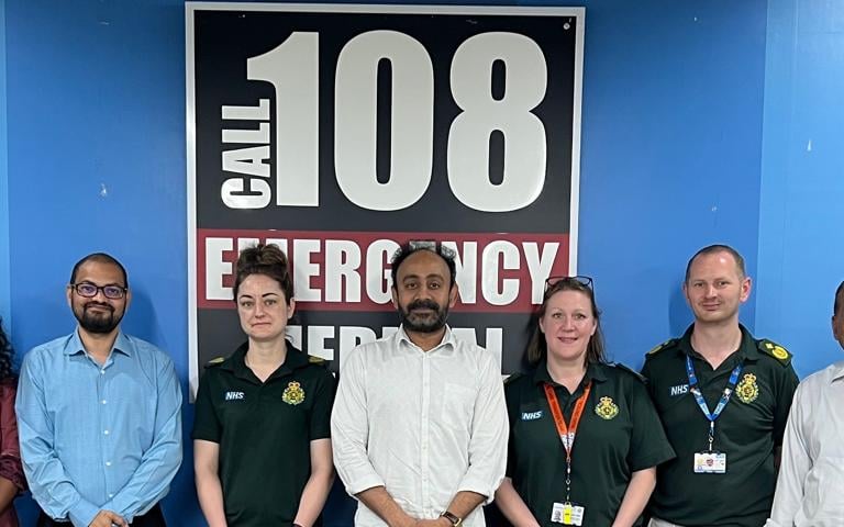 Photo of meeting with government officials responsible for 108 emergency ambulance service in India