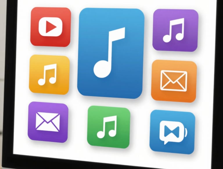 Webpage with integrated music player controls and a sign-up form visible.