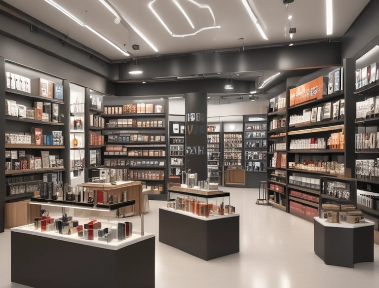 a man riding a skateboard down a street next to tall buildings