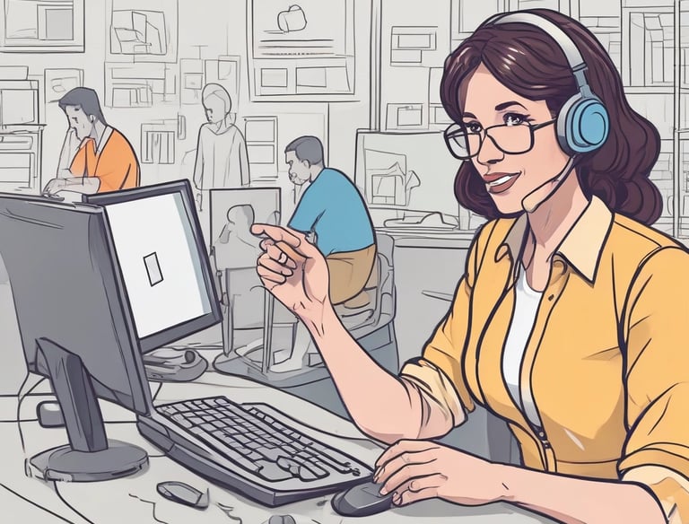 A smiling student watching a course video on a tablet.