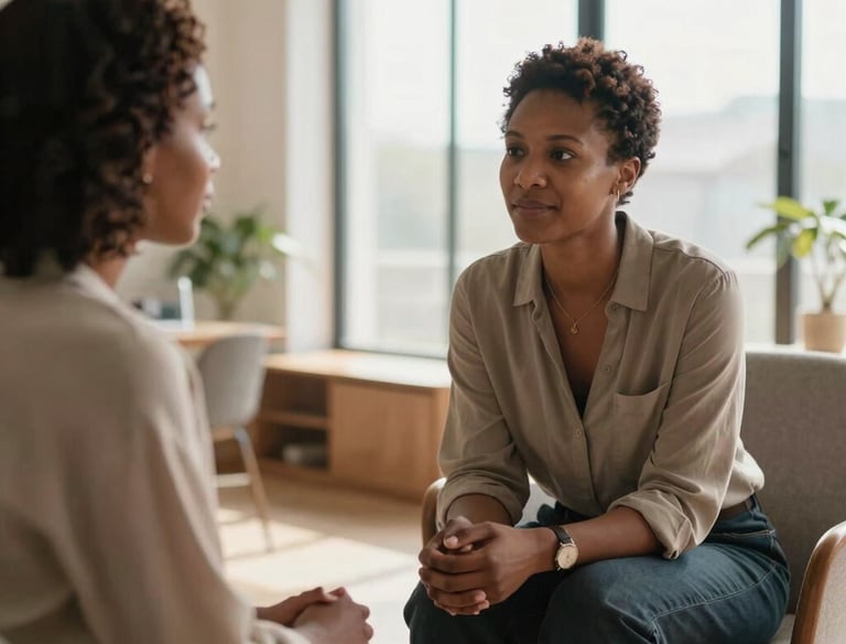two women sitting on chair