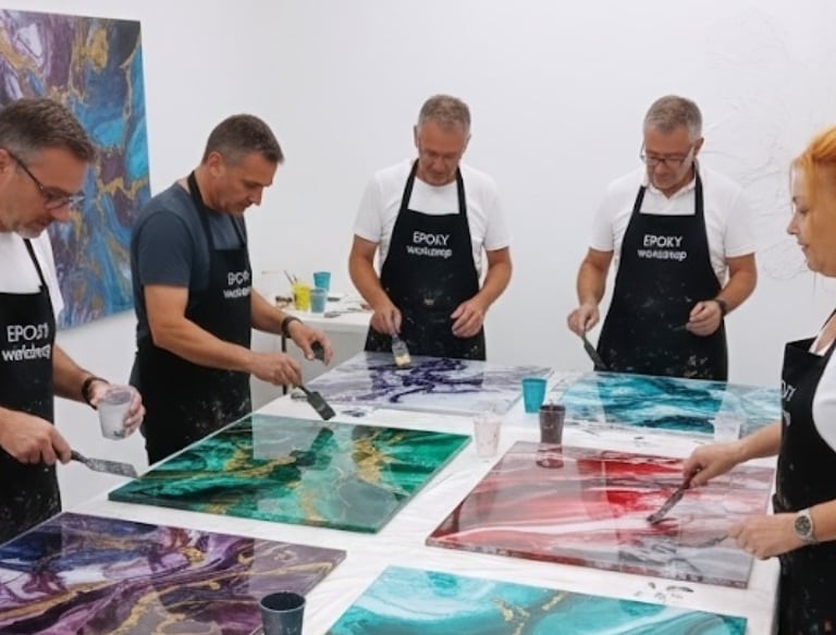 Epoxy workshop Marbella voor kunst, luxe designs in epoxy