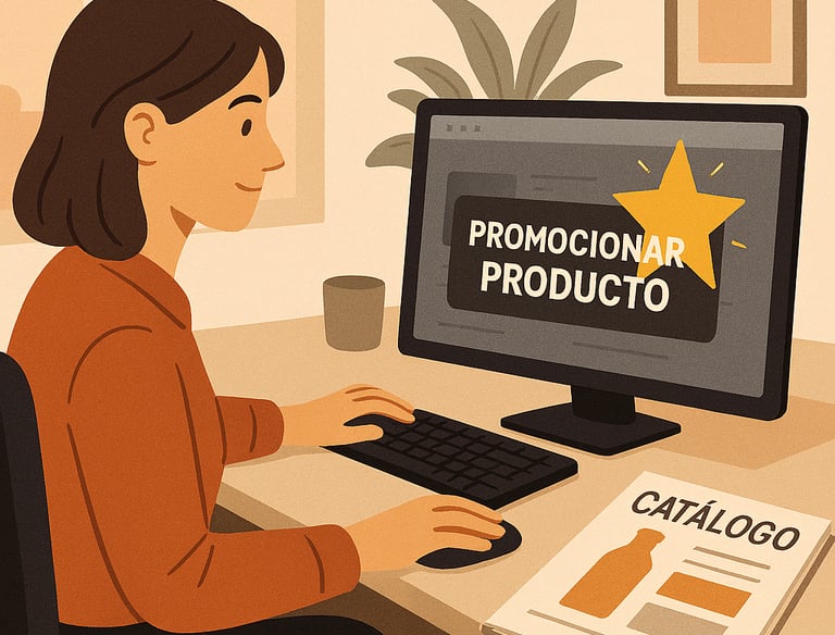 Ilustración en Proveedores, oficinista creando una promoción en Dighoreca