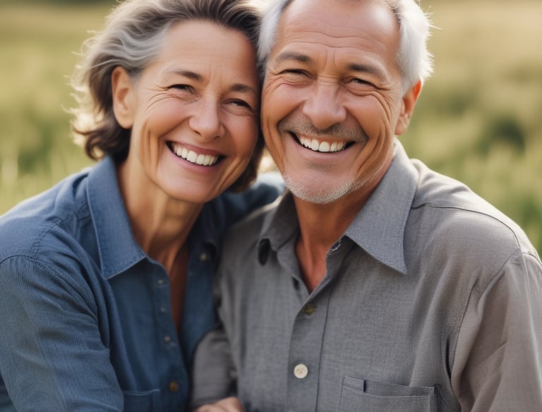 a man and woman holding a gift box