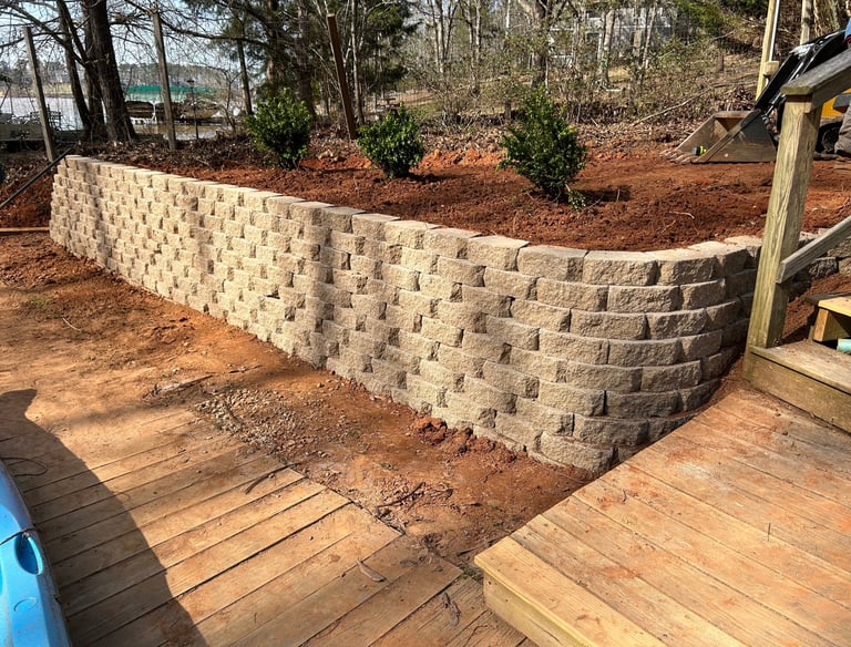 retaining wall holding back soil 