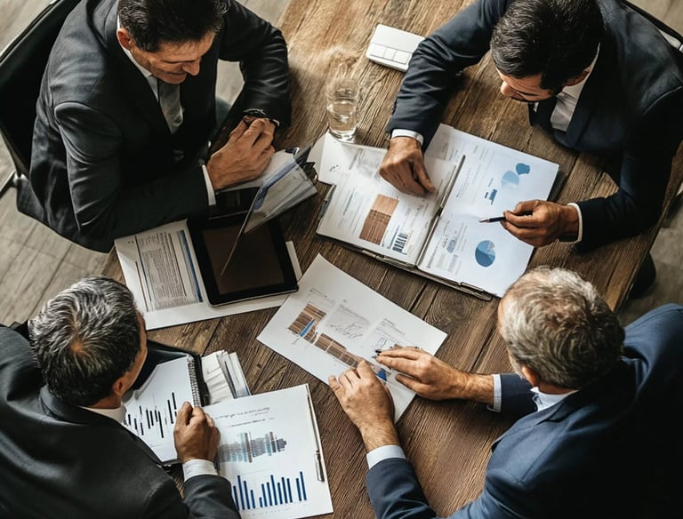 Team discussing business consulting solutions