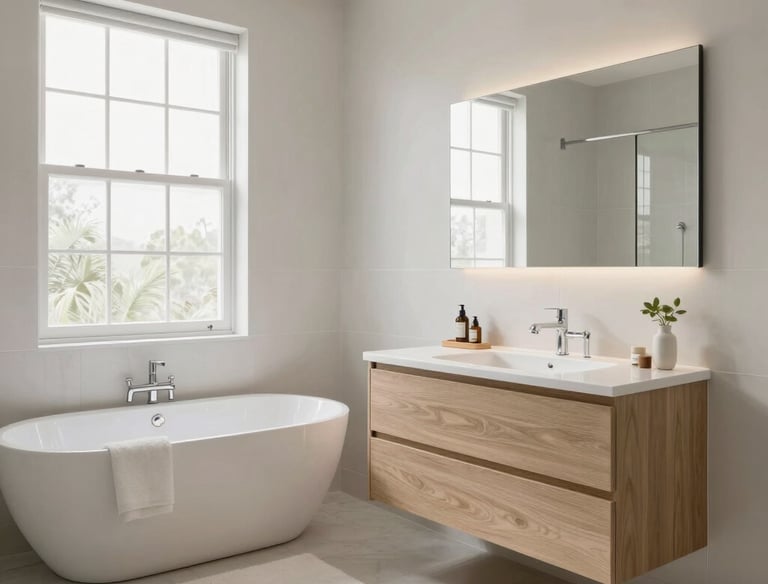Modern kitchen remodel featuring clean lines, ample storage, and soft natural lighting.
