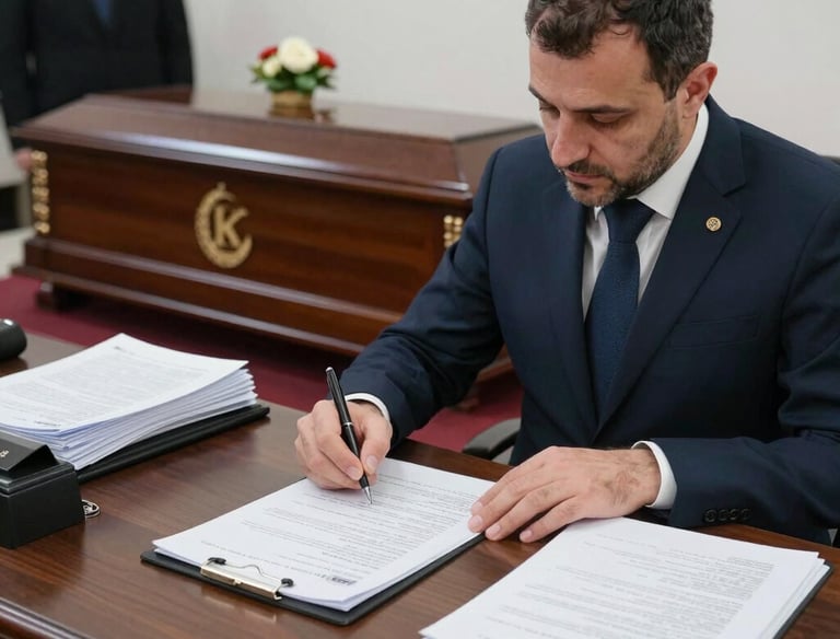 A multilingual team assisting a family with funeral arrangements in a calm office setting.