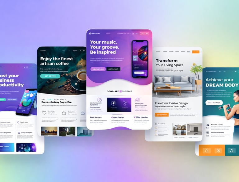Landing page designs on multiple devices optimized for conversions, ads, and lead generation