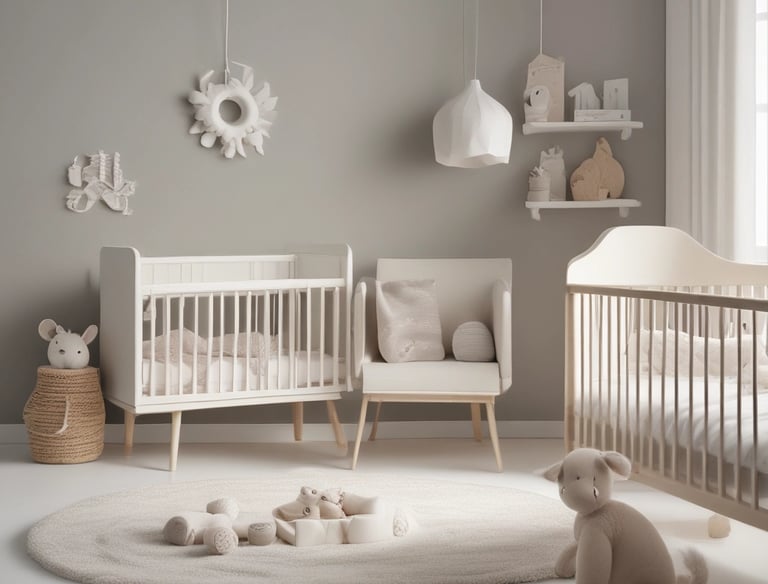 Elegantly arranged baby products featuring natural materials in gentle, calming colors.