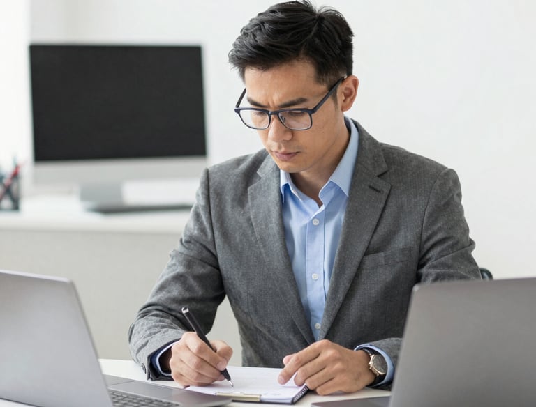 A sleek, modern website layout displayed on a laptop screen in a bright workspace.