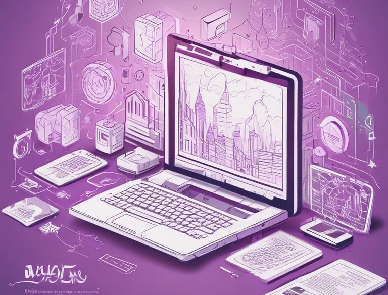 A clean, minimalist workspace with a laptop displaying a modern website design.