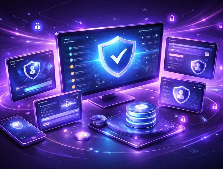 multiple devices protected by all in one security suite including antivirus vpn firewall privacy identity protection features