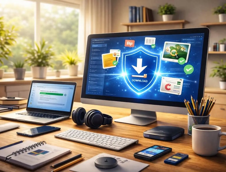 Antivirus protecting personal data and passwords on computer in daylight office monitoring identity theft data leaks online