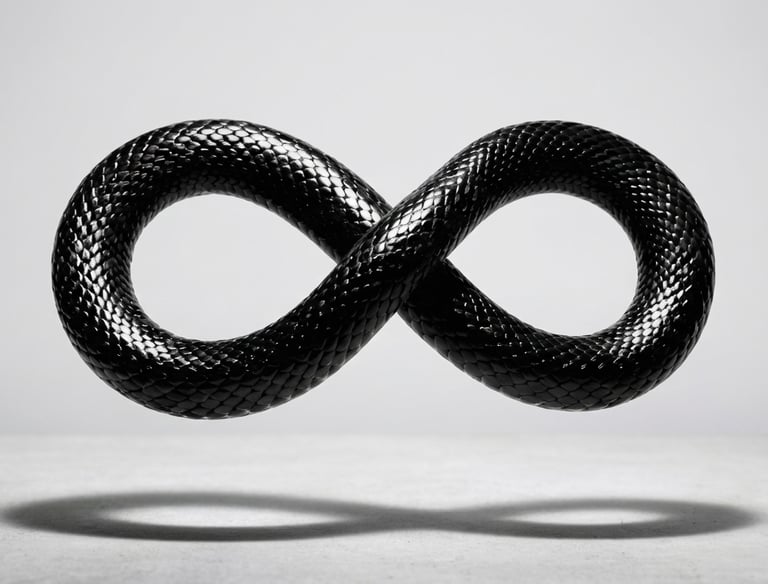 Abstract infinity symbol rendered in a sleek, modern style, representing limitless creativity, scala