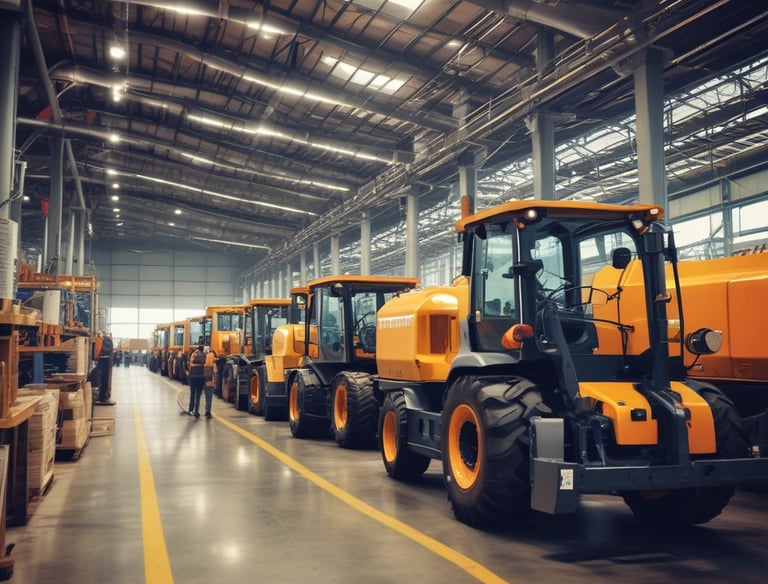 A detailed blueprint of a factory floor showing optimized workflow paths and machinery placement.