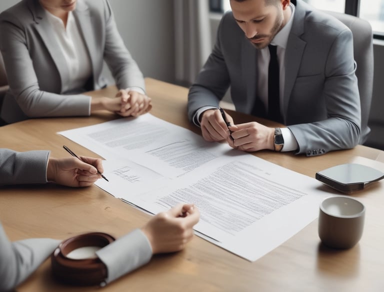 A family sitting together in a cozy living room discussing legal matters with a professional.