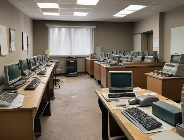 An organized office space with files and furniture being removed thoughtfully.