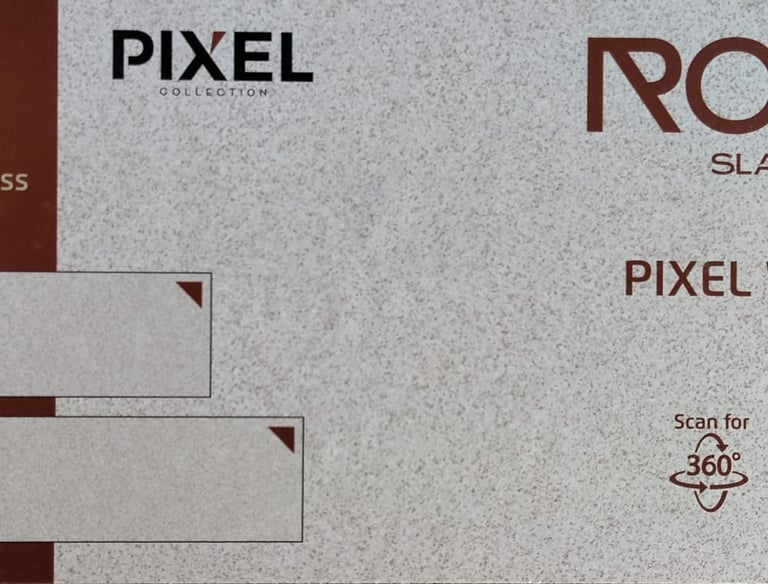 Pixel Walnut Rock Slabs sample showing textured 15mm fullbody porcelain slab details.