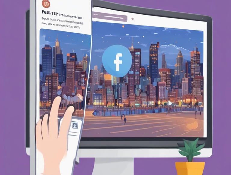 A creative Facebook ad campaign displayed on a laptop screen.