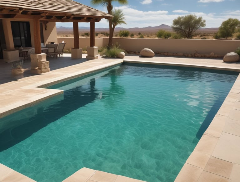 una alberca con agua limpia y cristalina