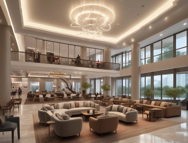 A vibrant clubhouse with residents enjoying indoor games and social lounges.