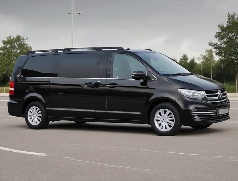 A spacious minivan ready to pick up a family near a Benidorm hotel.