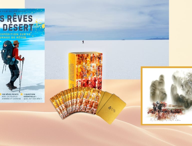 Affiche du film Les Rêves du Désert, cartes Imaqa et peintures à la flamme