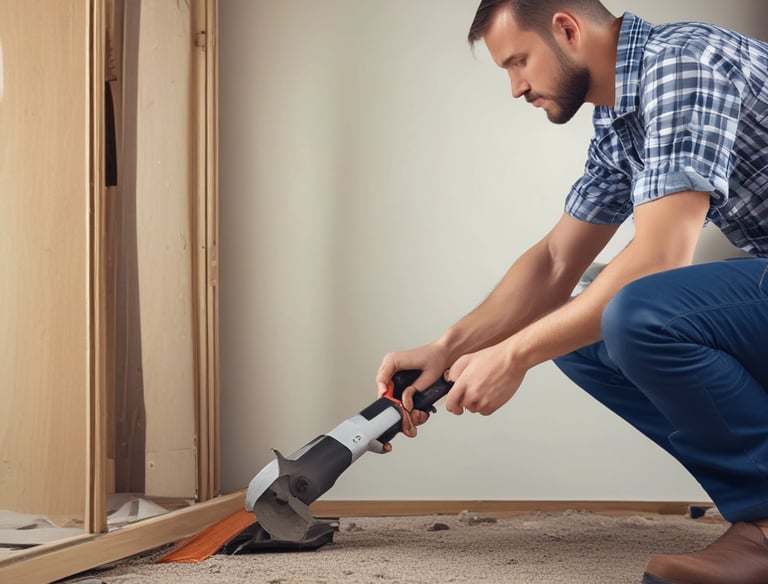 A professional handyman fixing a leaky faucet in a modern kitchen.