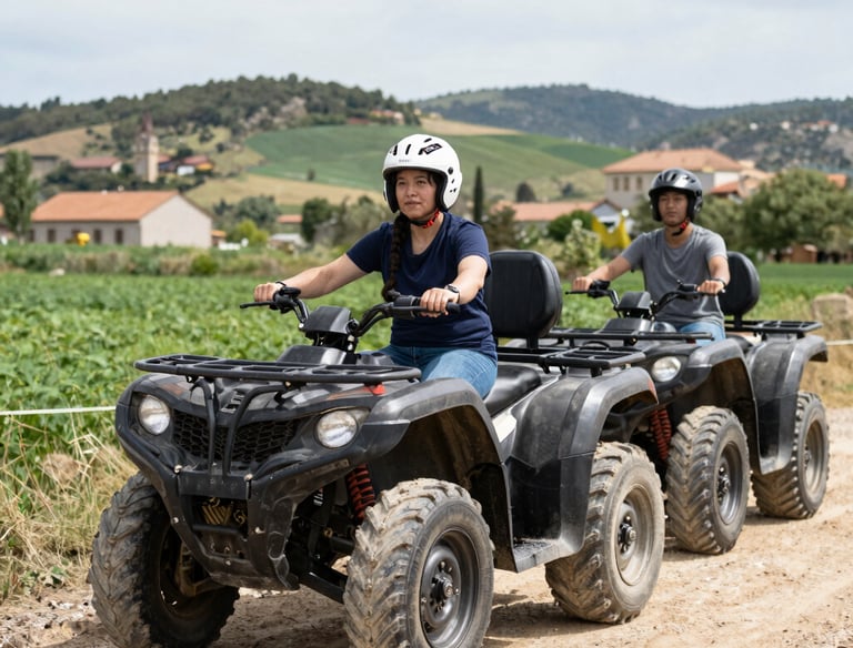 Cyclists riding along scenic trails surrounded by lush vineyards and rolling hills in Castrelo do Miño.