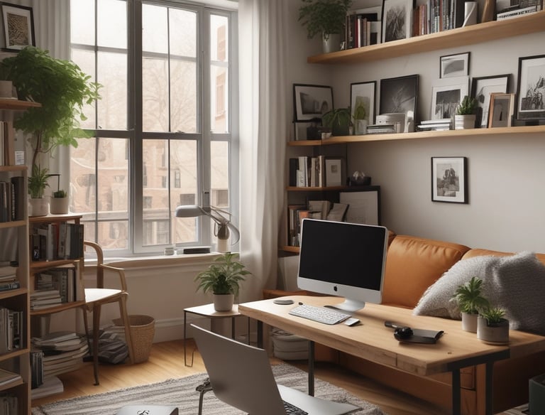 A cozy home with a warm light glowing through the windows at dusk.