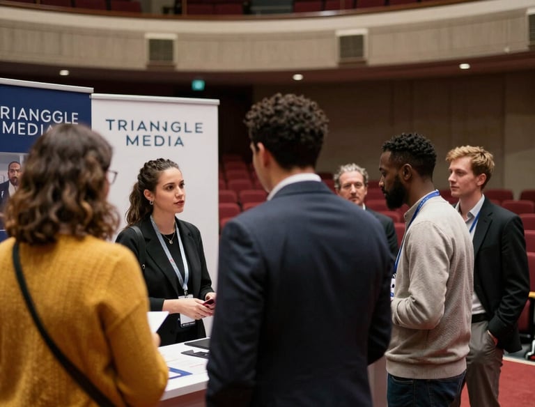 A vibrant photo of a social media influencer engaging with followers during a live event.