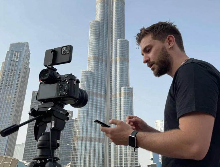 A vibrant photo of a social media influencer engaging with followers during a live event.