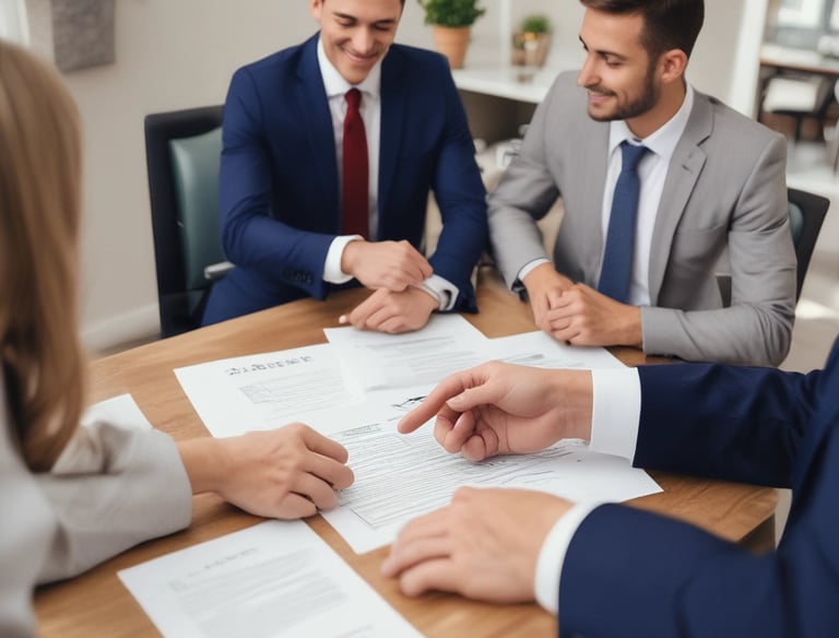 A professional handshake over a real estate contract.