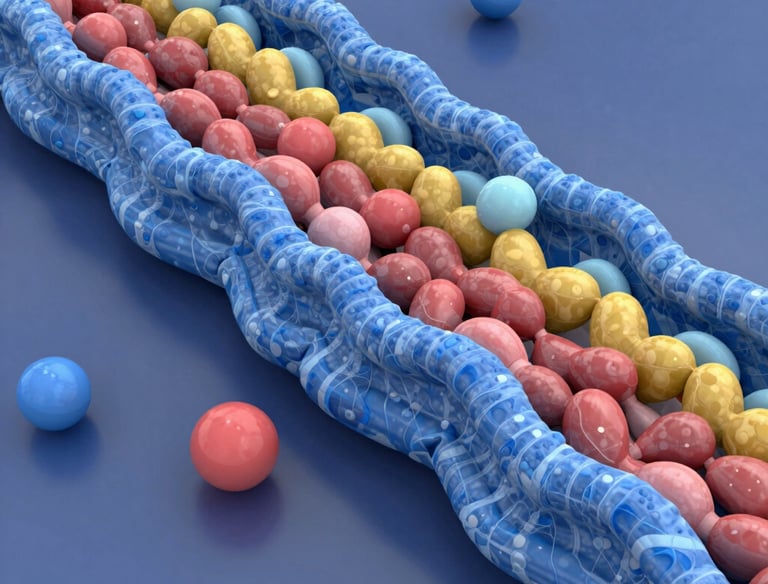 Close-up 3D rendering of ultrafiltration membrane pores with fluid flow visualization.
